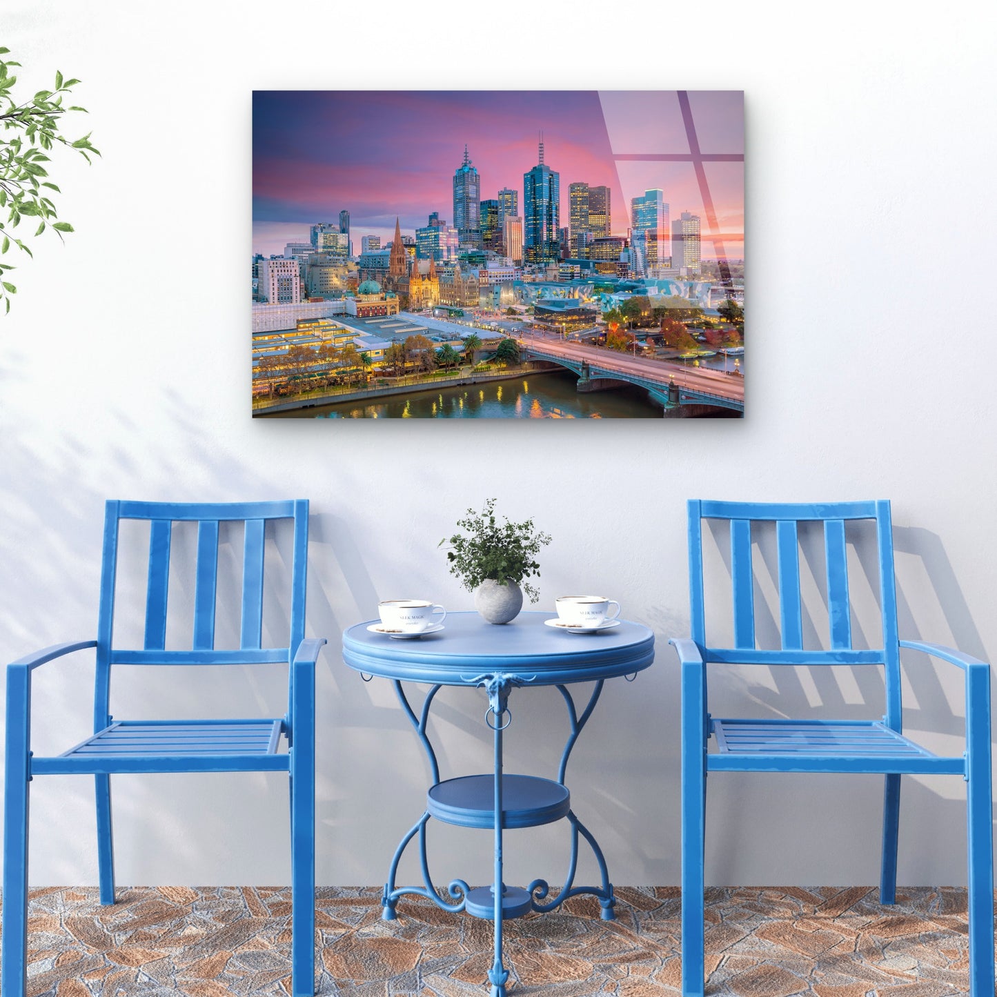 Melbourne City Skyline Sunset Yarra River Acrylic Glass Printing Wall Art Australian Made Quality