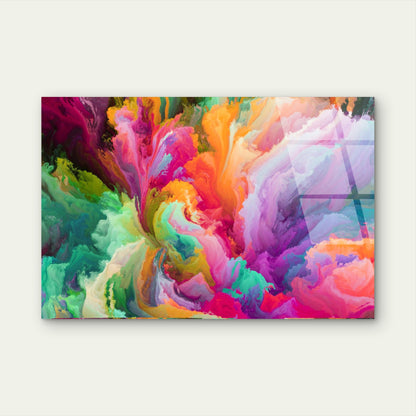 Colorful Abstract Fluid Ink Rainbow Smoke Acrylic Glass Printing Wall Art Australian Made Quality