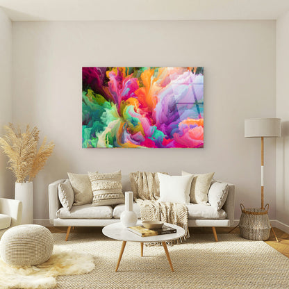 Colorful Abstract Fluid Ink Rainbow Smoke Acrylic Glass Printing Wall Art Australian Made Quality