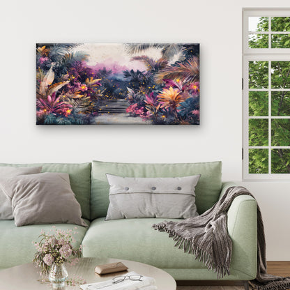 Magical Night Jungle Fireflies Wall Art Canvas Office Home Framed 120x60cm