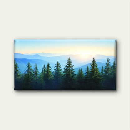 Sunrise Blue Mountain Pine Wood Wall Art Canvas Office Home Framed 120x60cm