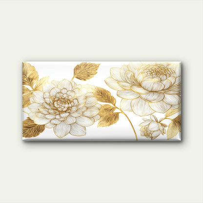 Luxury Gold Foil Peony Flower Rose Wall Art Canvas Office Home Framed 120x60cm