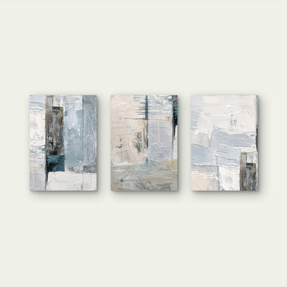 3pcs Modern Blue Gray Minimalist Abstract  Wall Art Set Canvas Framed 60x90cm - High Quality Print 100% Australian Made Wall Canvas Ready to Hang