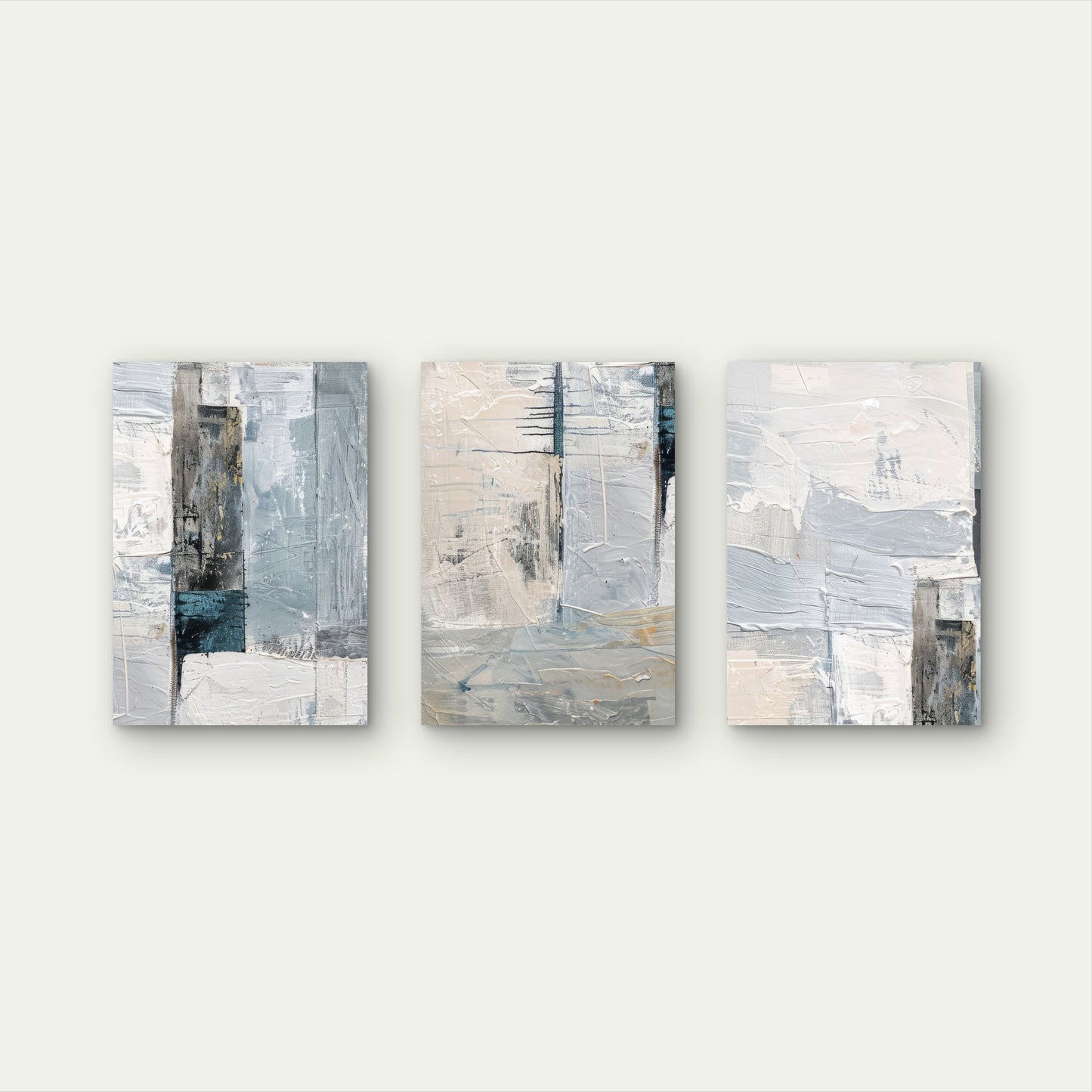 3pcs Modern Blue Gray Minimalist Abstract  Wall Art Set Canvas Framed 50x70cm - High Quality Print 100% Australian Made Wall Canvas Ready to Hang