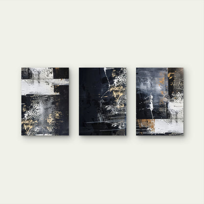 3pcs Luxury Black Gold Foil Texture Abstract   Wall Art Set Canvas Framed 40x60cm - High Quality Print 100% Australian Made Wall Canvas Ready to Hang