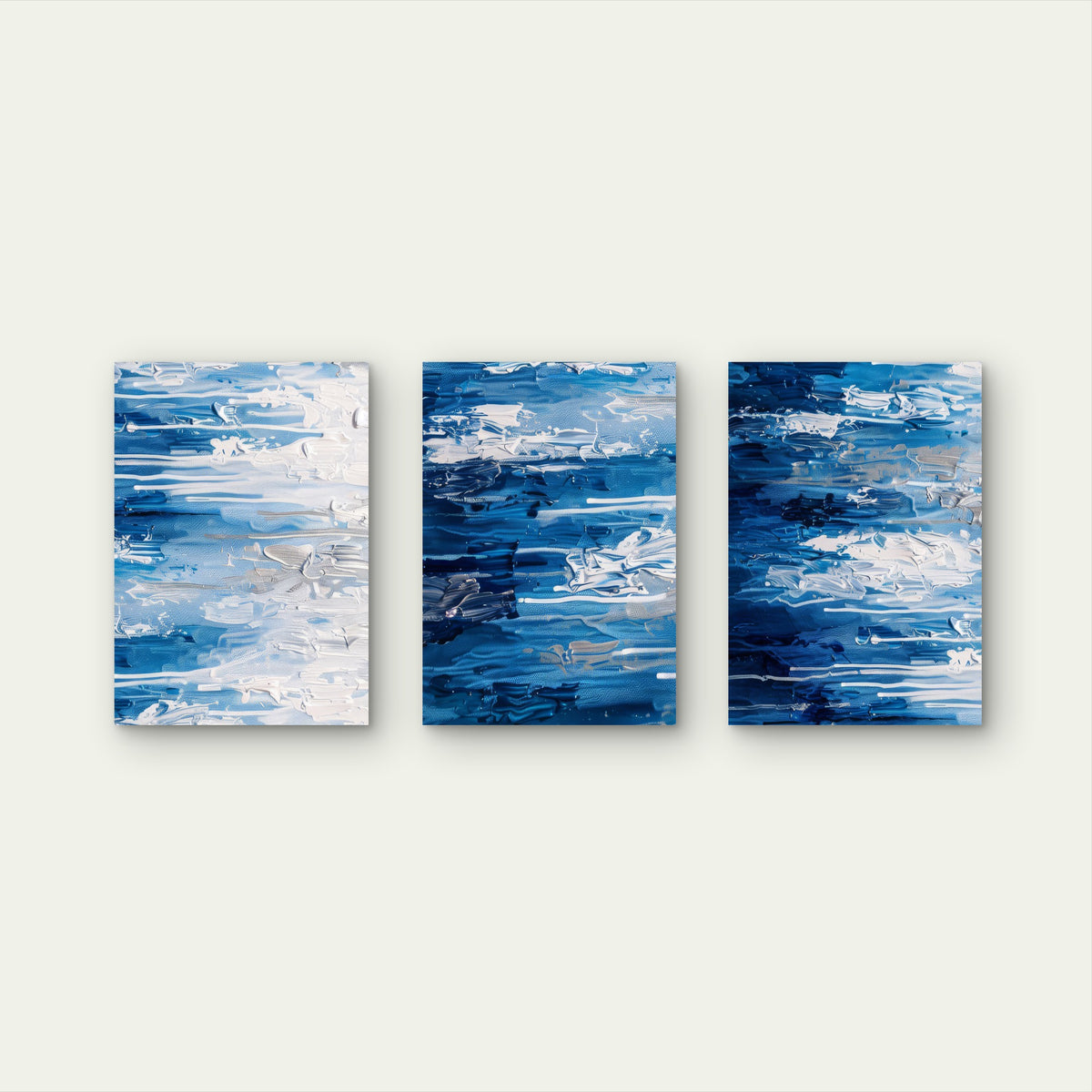 3pcs Modern Coastal Deep Navy Sea Texture  Wall Art Set Canvas Framed 40x60cm - High Quality Print 100% Australian Made Wall Canvas Ready to Hang