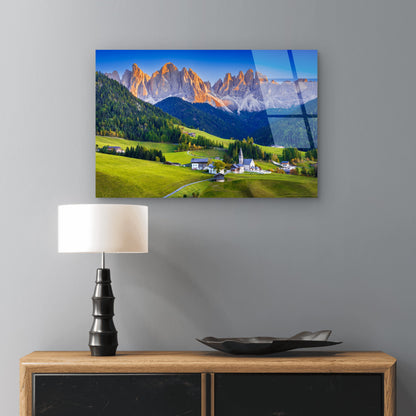 Italian Dolomites Val Di Funes Village Acrylic Glass Printing Wall Art Australian Made Quality