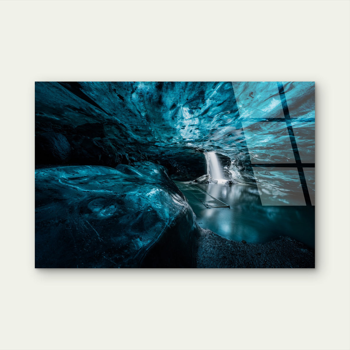 Scenic Iceland Glacier Blue Ice Cave Waterfall Acrylic Glass Printing Wall Art Australian Made Quality