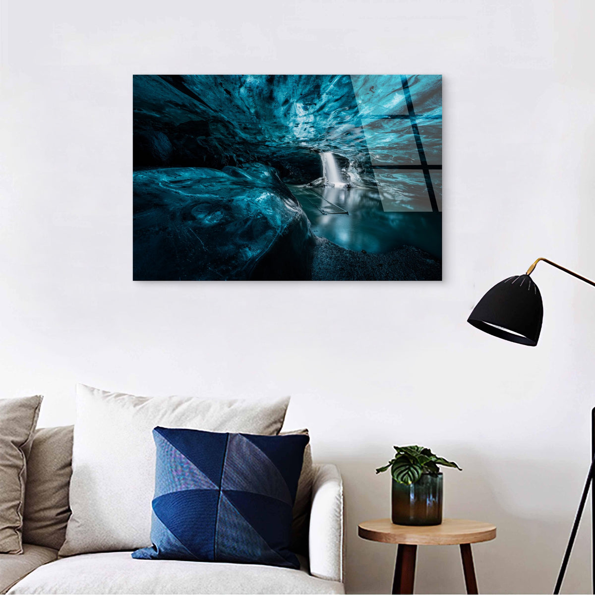 Scenic Iceland Glacier Blue Ice Cave Waterfall Acrylic Glass Printing Wall Art Australian Made Quality
