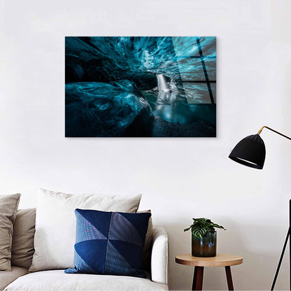 Scenic Iceland Glacier Blue Ice Cave Waterfall Acrylic Glass Printing Wall Art Australian Made Quality