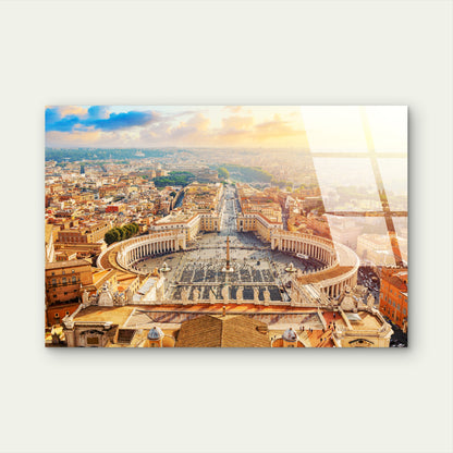 Historic Rome St Peters Square Basilica Sunset Acrylic Glass Printing Wall Art Australian Made Quality
