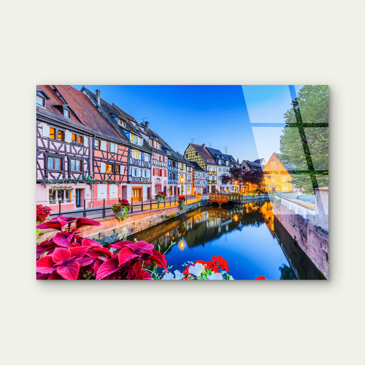Historic Alsace European Old Town Reflection View Acrylic Glass Printing Wall Art Australian Made Quality