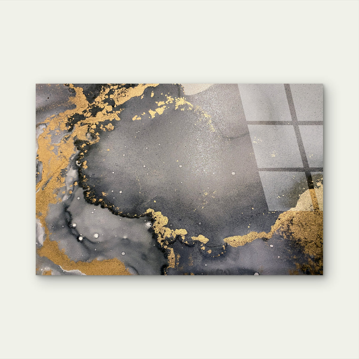 Abstract Dark Grey Smokey Texture Glitter Veins Acrylic Glass Printing Wall Art Australian Made Quality