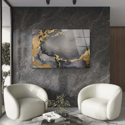 Abstract Dark Grey Smokey Texture Glitter Veins Acrylic Glass Printing Wall Art Australian Made Quality
