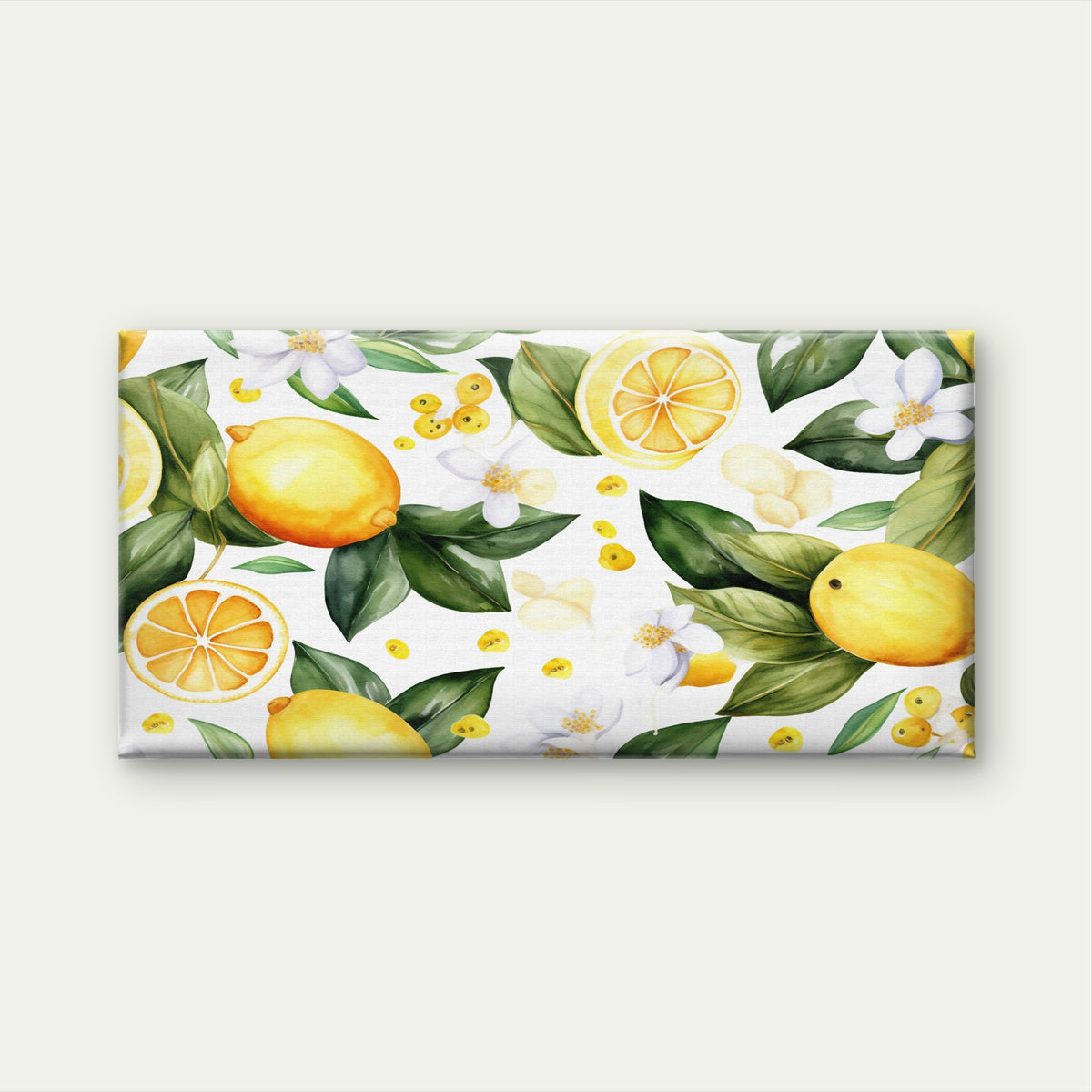 Bright Watercolor Lemon Fruit Garden Wall Art Canvas Office Home Framed 120x60cm