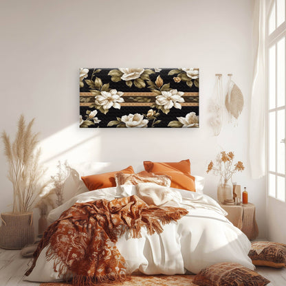 Baroque Magnolia Floral Garden Wall Art Canvas Office Home Framed 120x60cm