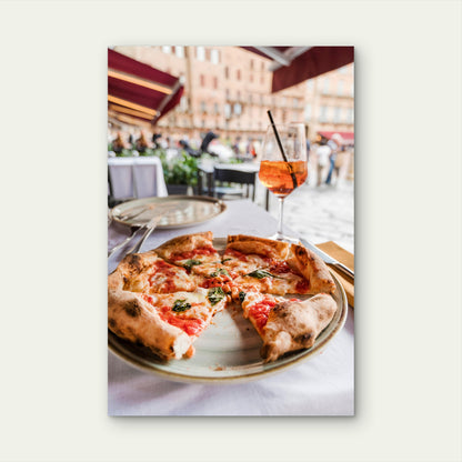 Tasty Fresh Pizza Spritz Cocktail Cafe Bistro   40x60cm Metal Print Ready to Hang