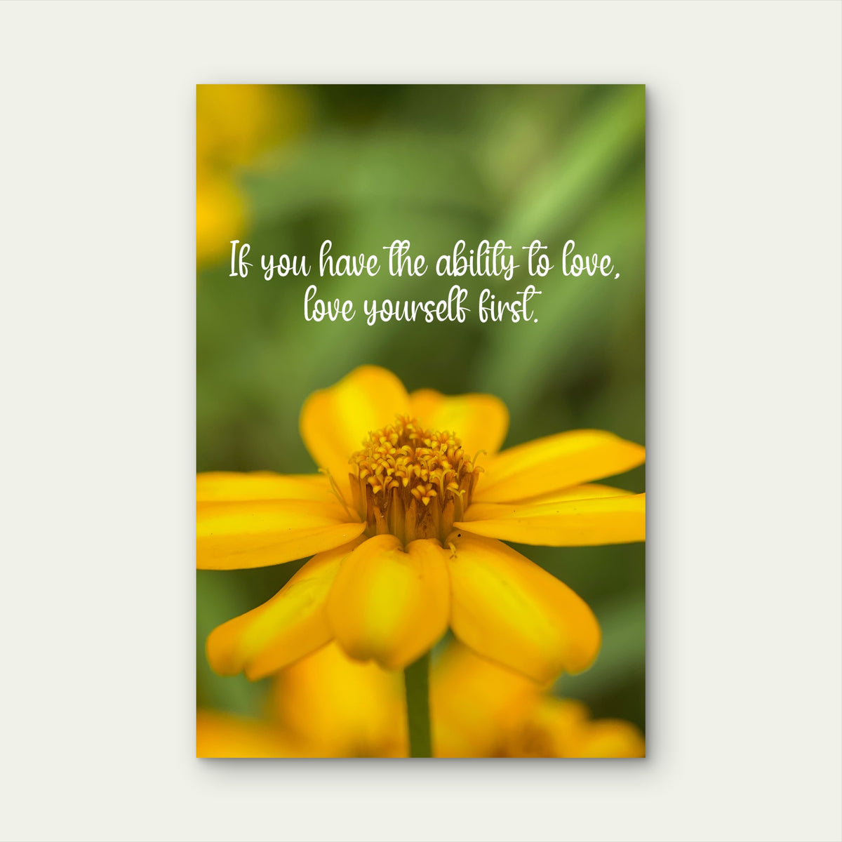 Inspirational Love Yourself Quote 5mm thick Plastic Poster Ready to Hang 90x60cm