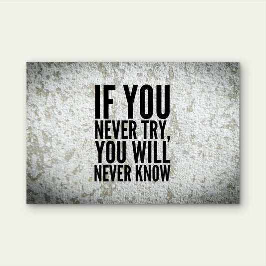 If You Never Try You Will Never 5mm thick Plastic Poster Ready to Hang 90x60cm