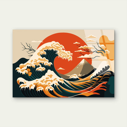 Japanese Great Wave Mount Fuji Acrylic Glass Printing Wall Art Australian Made Quality