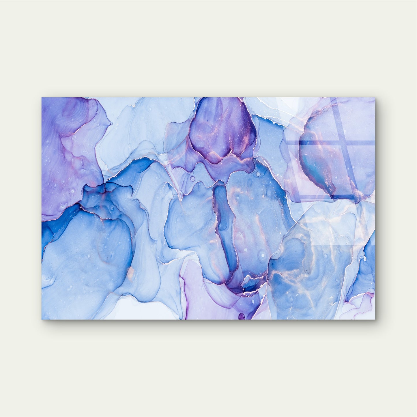 Abstract Blue Purple Fluid Ink Art Acrylic Glass Printing Wall Art Australian Made Quality