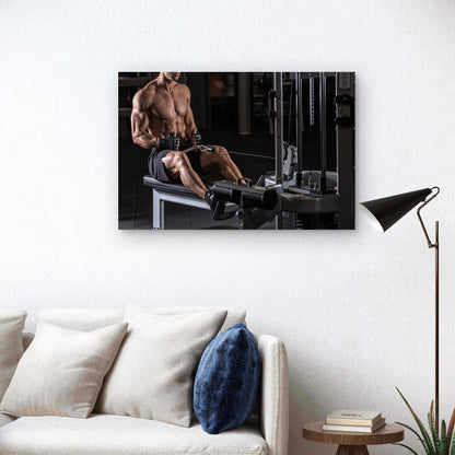 Gym Muscle Man Seated Row Art 5mm thick Plastic Poster Ready to Hang 90x60cm