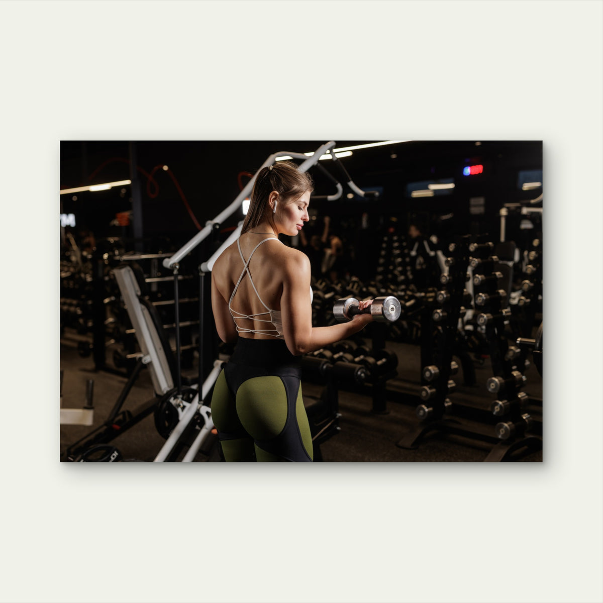 Fit Woman Dumbbell Bicep Curl 5mm thick Plastic Poster Ready to Hang 90x60cm