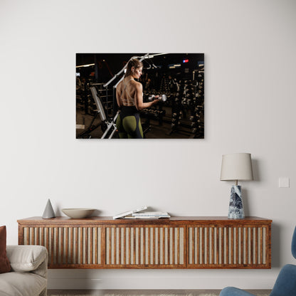 Fit Woman Dumbbell Bicep Curl 5mm thick Plastic Poster Ready to Hang 90x60cm