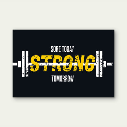 Yellow Barbell Motivation Quotes 5mm thick Plastic Poster Ready to Hang 90x60cm