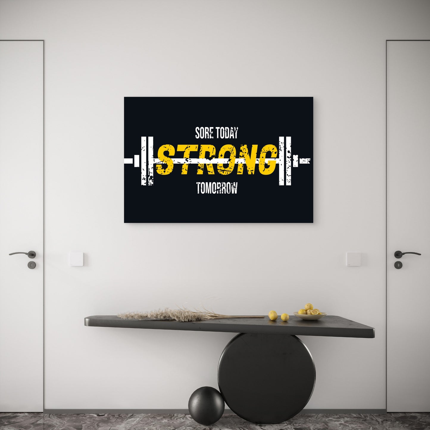 Yellow Barbell Motivation Quotes 5mm thick Plastic Poster Ready to Hang 90x60cm