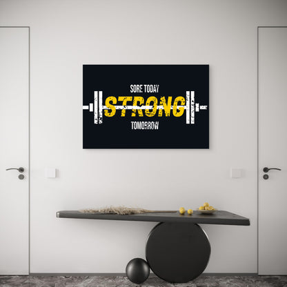 Yellow Barbell Motivation Quotes 5mm thick Plastic Poster Ready to Hang 90x60cm