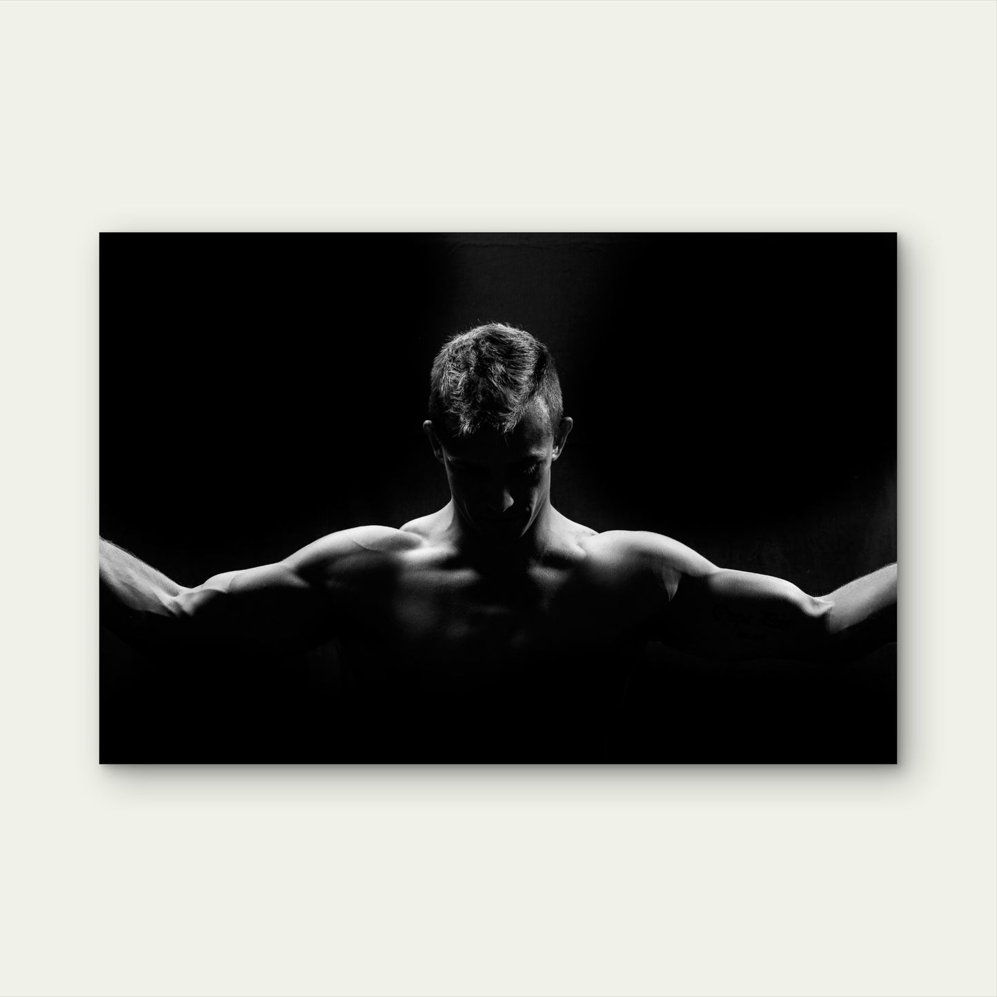 Black White Muscular Man Silhouette 5mm thick Plastic Poster Ready to Hang 90x60cm