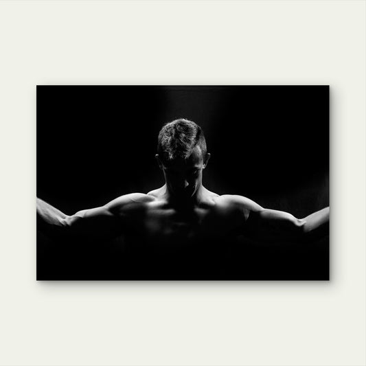 Black White Muscular Man Silhouette 5mm thick Plastic Poster Ready to Hang 90x60cm