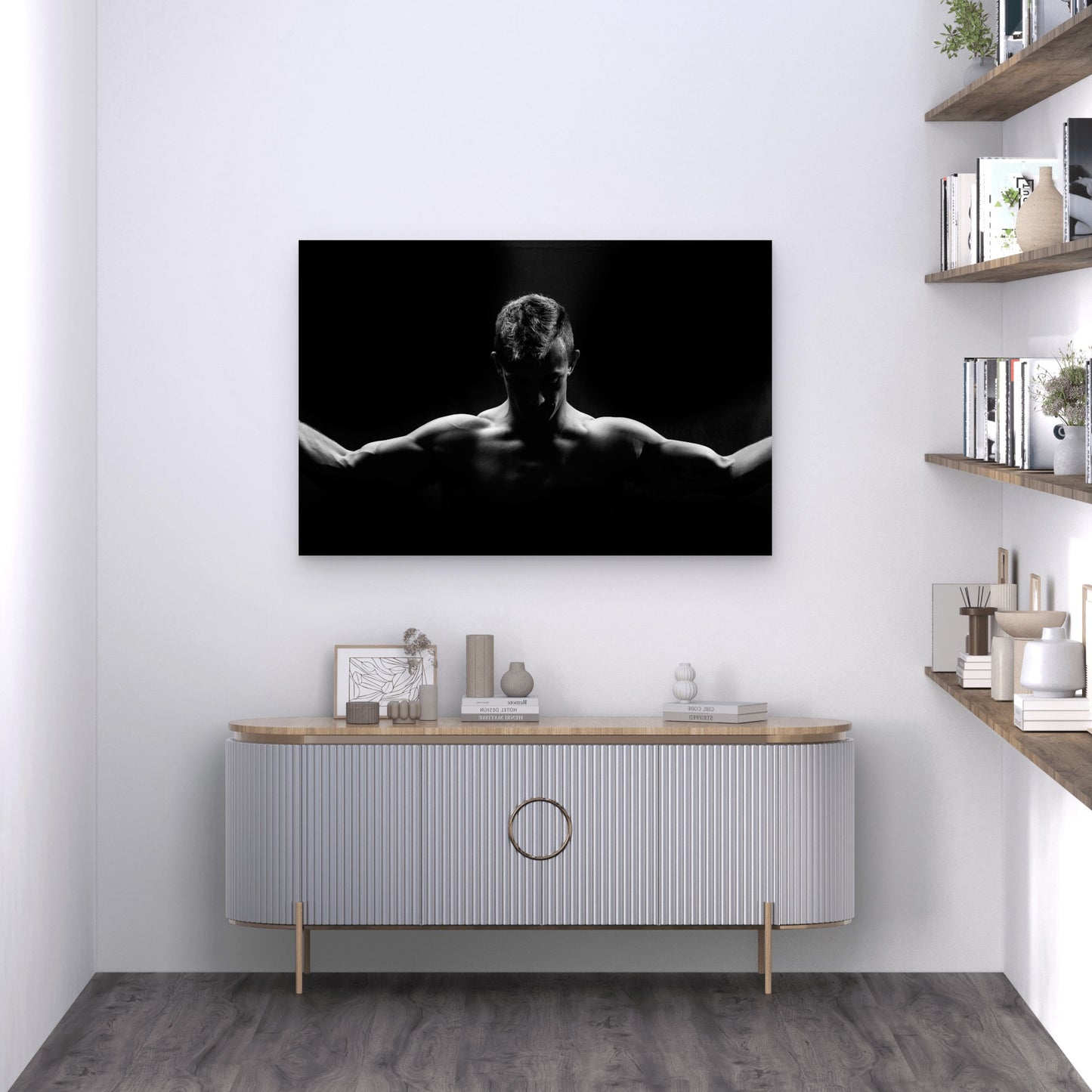 Black White Muscular Man Silhouette 5mm thick Plastic Poster Ready to Hang 90x60cm