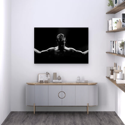 Black White Muscular Man Silhouette 5mm thick Plastic Poster Ready to Hang 90x60cm