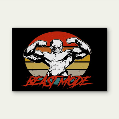 Beast Mode Skull Muscle Sunset 5mm thick Plastic Poster Ready to Hang 90x60cm