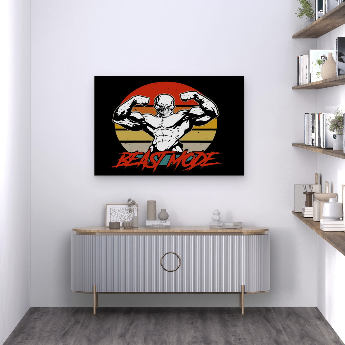 Beast Mode Skull Muscle Sunset 5mm thick Plastic Poster Ready to Hang 90x60cm