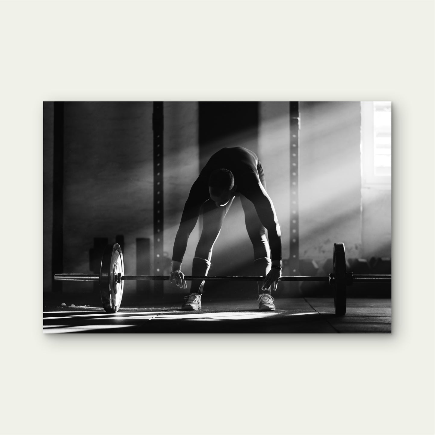 Black White Deadlift Silhouette 5mm thick Plastic Poster Ready to Hang 90x60cm