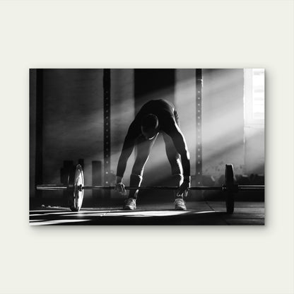 Black White Deadlift Silhouette 5mm thick Plastic Poster Ready to Hang 90x60cm