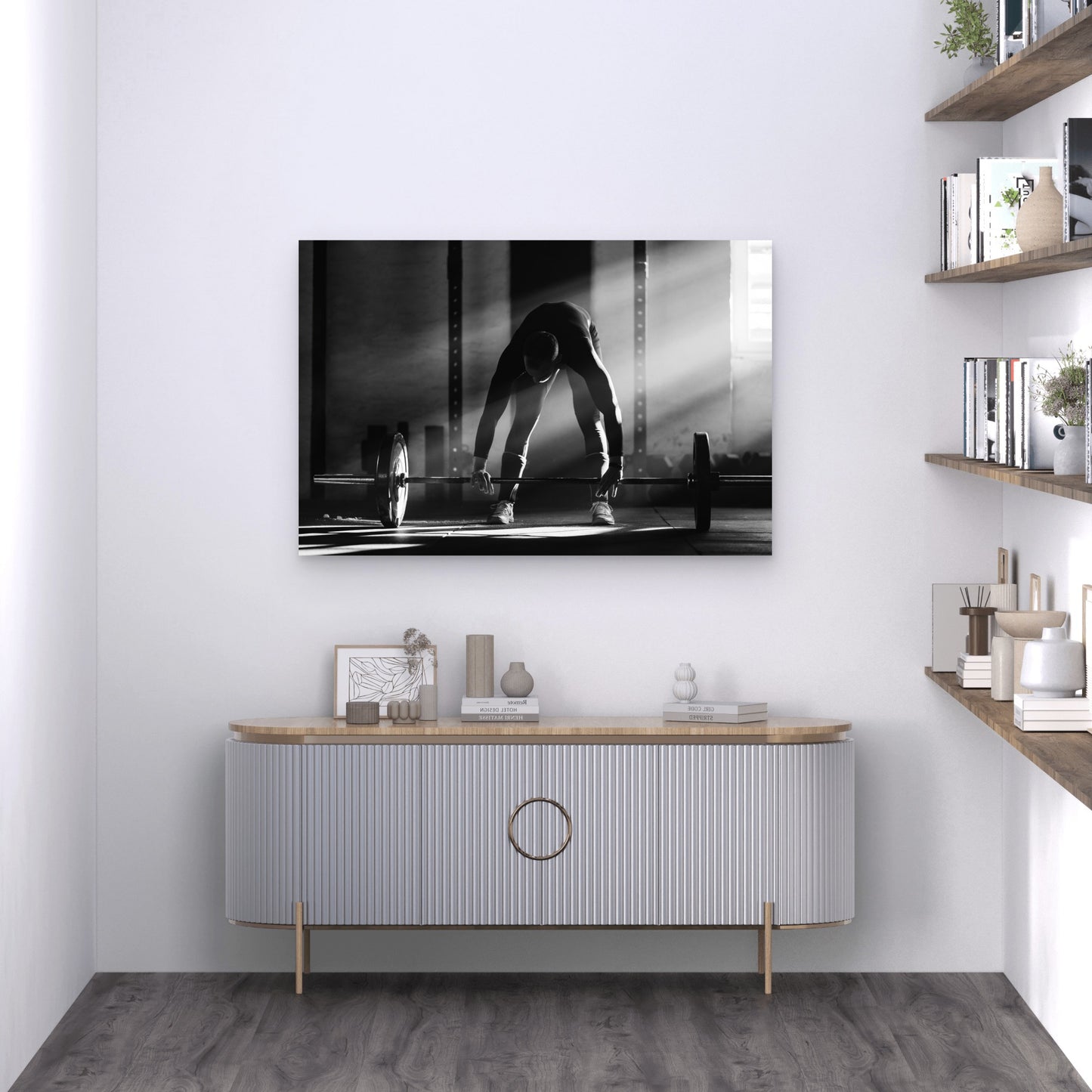 Black White Deadlift Silhouette 5mm thick Plastic Poster Ready to Hang 90x60cm