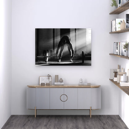 Black White Deadlift Silhouette 5mm thick Plastic Poster Ready to Hang 90x60cm