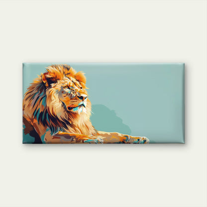 Abstract Golden Mane Lion Resting Wall Art Canvas Office Home Framed 120x60cm