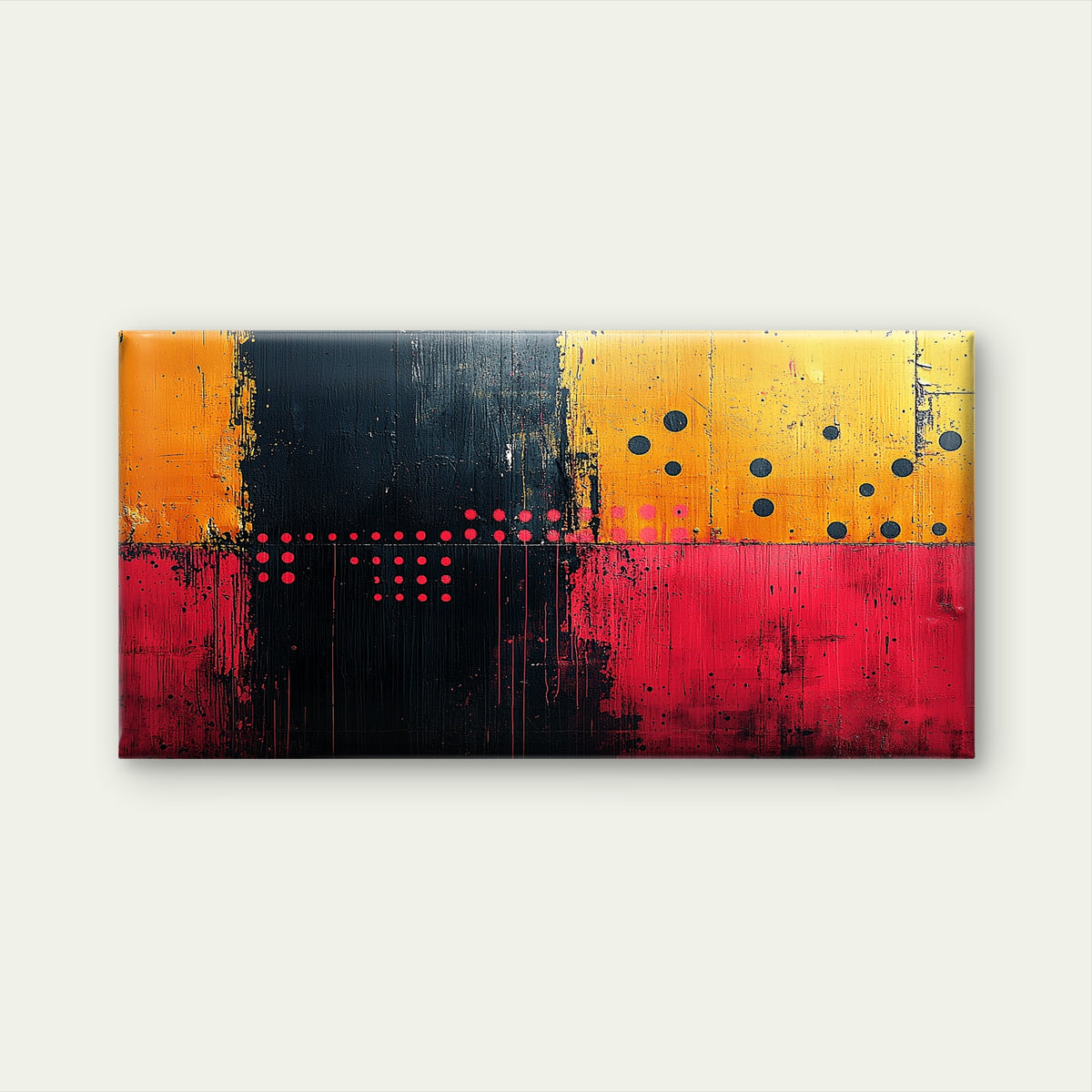 Modern Abstract Yellow Red Black Wall Art Canvas Office Home Framed 120x60cm