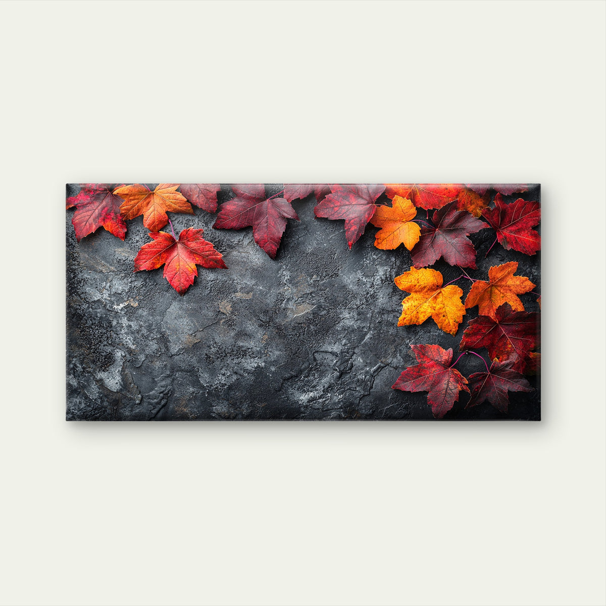 Rustic Autumn Leaves Concrete Texture Wall Art Canvas Office Home Framed 120x60