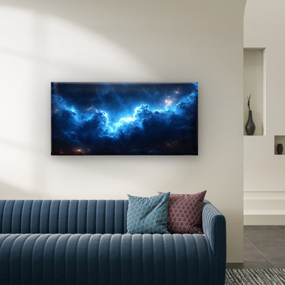Cosmic Blue Galaxy Nebula Stars Space Wall Art Canvas Office Home Framed 120x60cm