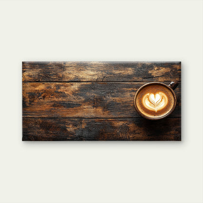 Coffee Latte Art On Wooden Board Wall Art Canvas Office Home Framed 120x60cm