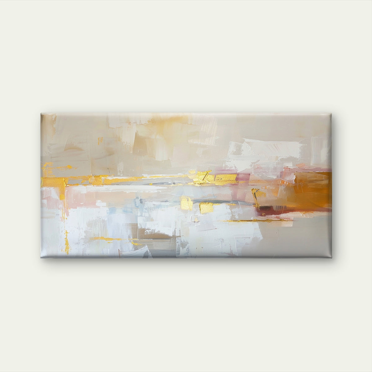 Rustic Textured Pale Yellow Abstract Wall Art Canvas Office Home Framed 120x60cm