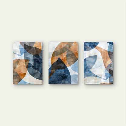 3pcs Terracotta Blue Abstract Leaf Botanical Wall Art Set Canvas Framed 60x90cm - High Quality Print 100% Australian Made Wall Canvas Ready to Hang