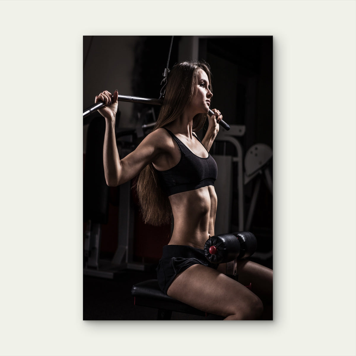 Gym Woman Back Cable Workout 5mm thick Plastic Poster Ready to Hang 90x60cm