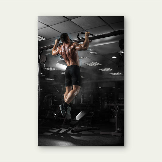 Fit Male Gym Back Pull Up 5mm thick Plastic Poster Ready to Hang 90x60cm
